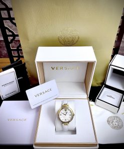 Đồng hồ Like Auth Versace Greca Strap nữ dây da màu trắng 36mm