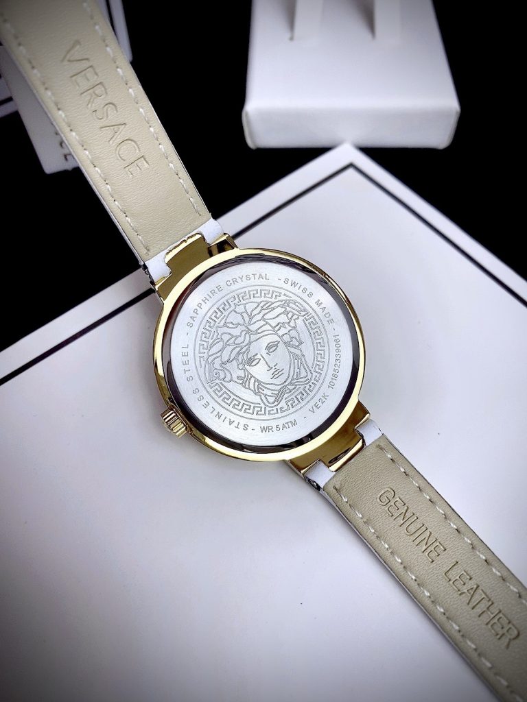 Đồng hồ Like Auth Versace Greca Strap nữ dây da màu trắng 36mm