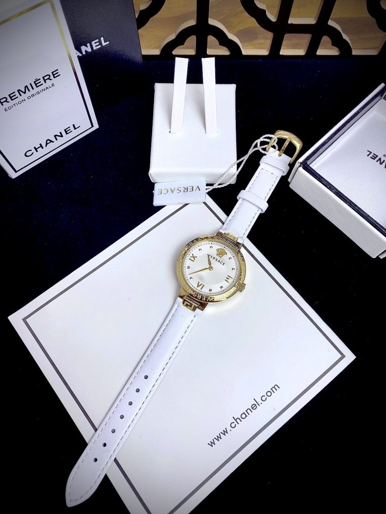 Đồng hồ Like Auth Versace Greca Strap nữ dây da màu trắng 36mm