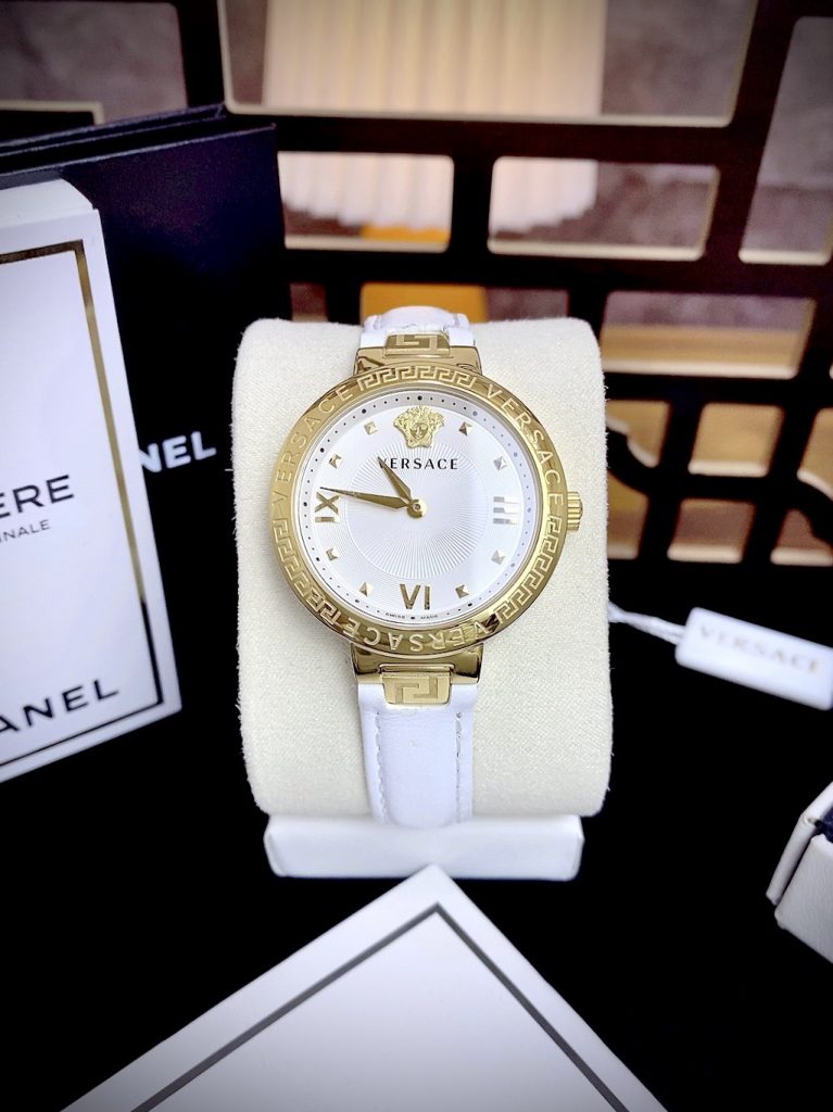 Đồng hồ Like Auth Versace Greca Strap nữ dây da màu trắng 36mm