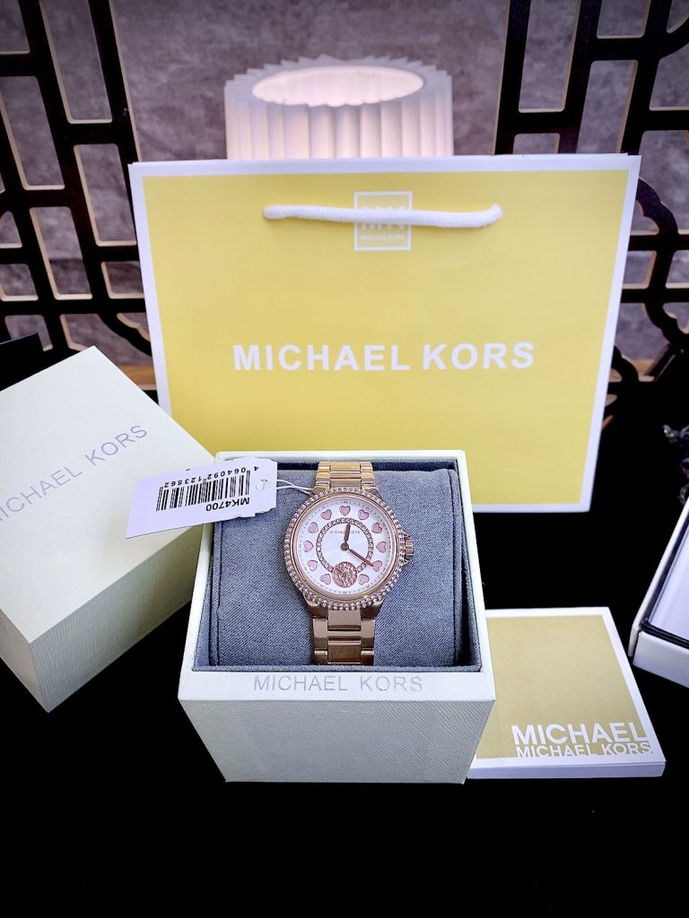 Đồng hồ MICHAEL KORS Camille Analog White Dial nữ đính đá Mk4700 Like auth 33mm