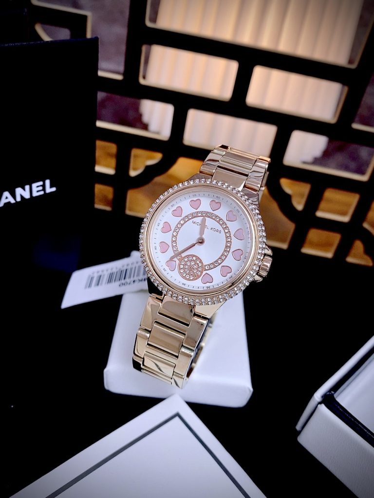 Đồng hồ MICHAEL KORS Camille Analog White Dial nữ đính đá Mk4700 Like auth 33mm