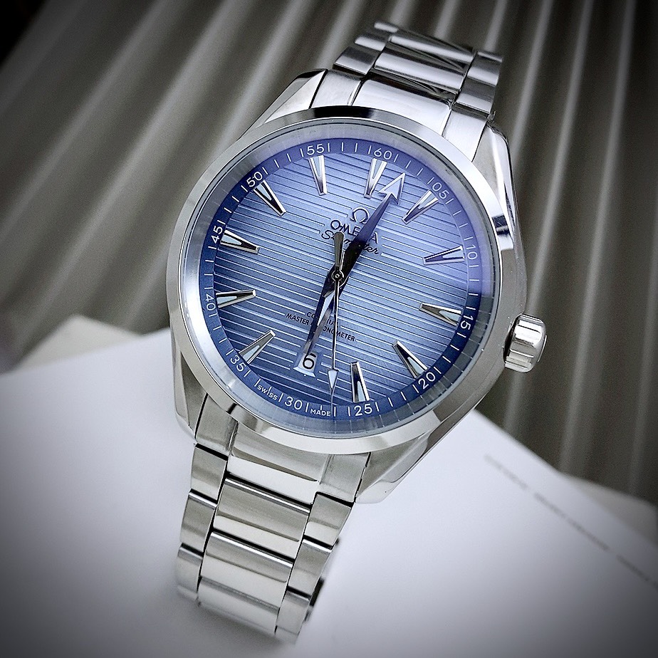 Đồng hồ Omega Aqua Terra Chronometer nam màu xanh Blue Super Fake 41mm