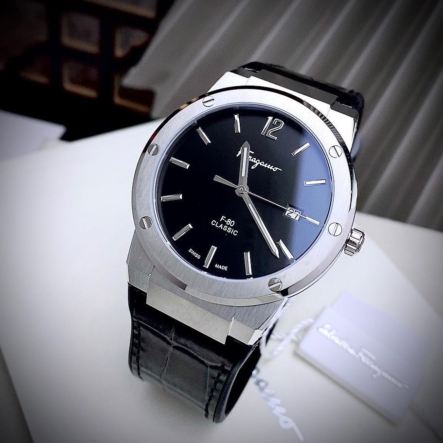 Đồng hồ Salavatore Ferragamo F-80 nam dây da Fake cao cấp 40mm