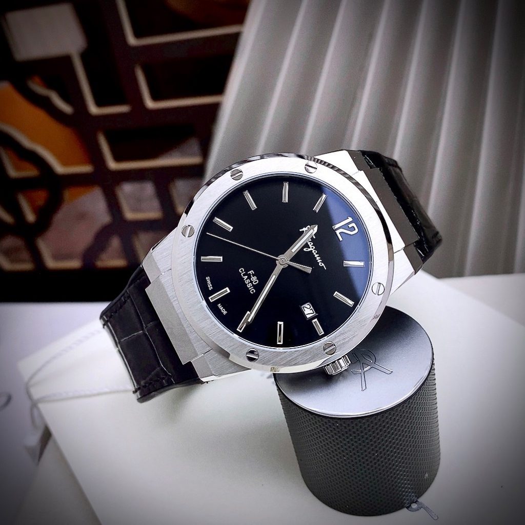 Đồng hồ Salavatore Ferragamo F-80 nam dây da Fake cao cấp 40mm