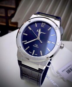 Đồng hồ Salavatore Ferragamo F-80 nam mặt màu xanh Supper Fake 40mm