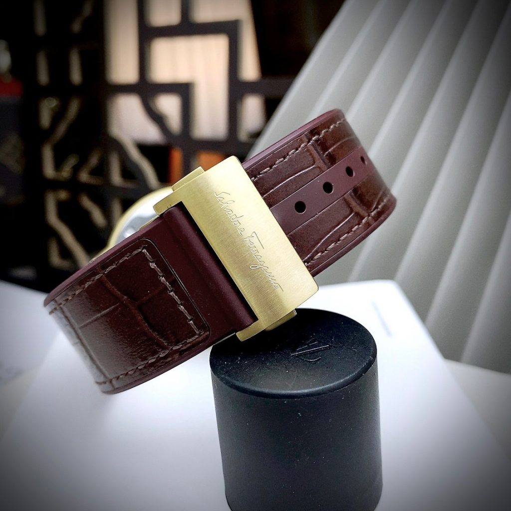 Đồng hồ Salavatore Ferragamo F-80 nam màu Vàng Gold Fake cao cấp 40mm