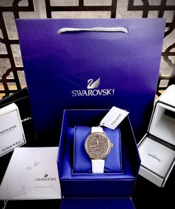 Đồng hồ Swarovski Crystalline House 5344635 nữ dây da trắng Like auth 38mm