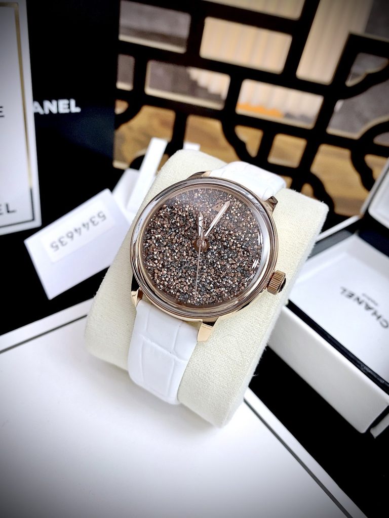 Đồng hồ Swarovski Crystalline House 5344635 nữ dây da trắng Like auth 38mm