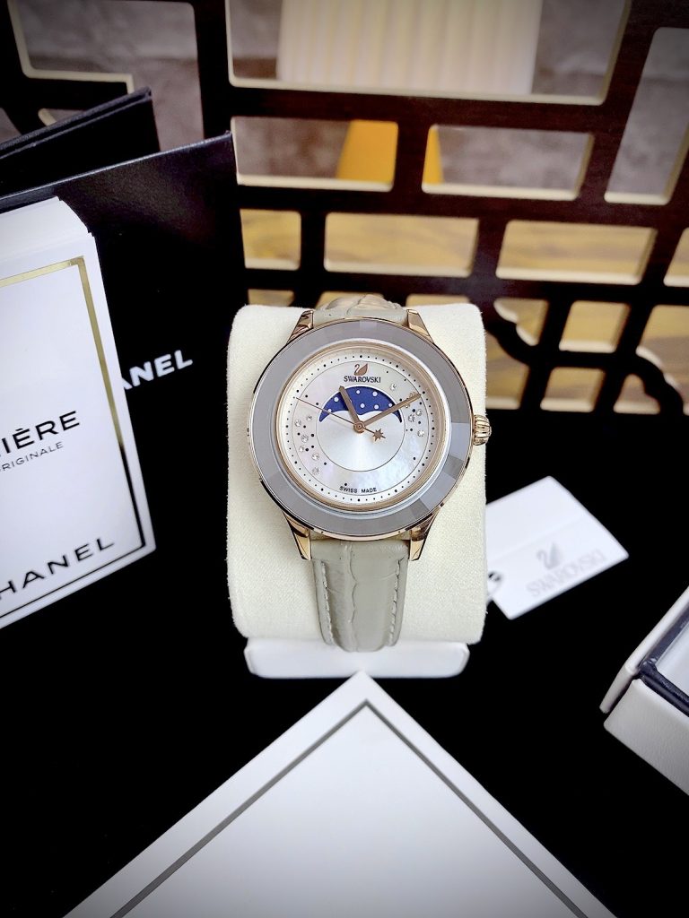 Đồng hồ Swarovski Octea Lux Moon nữ dây da Like Auth 38mm