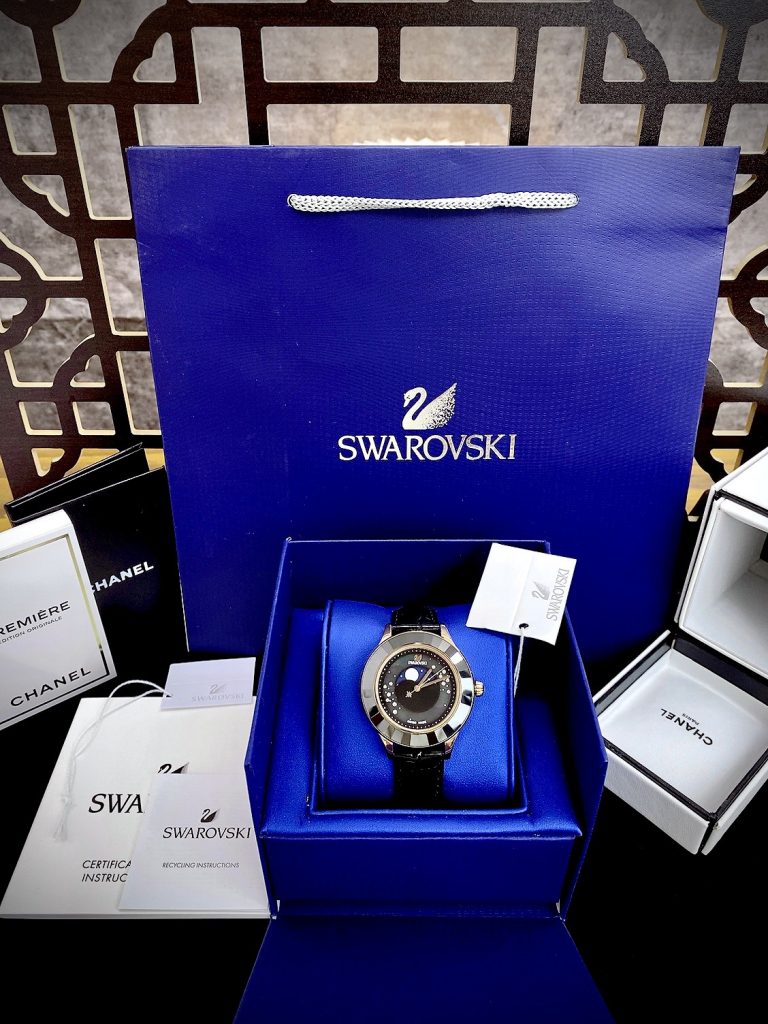 Đồng hồ Swarovski Octea Lux Moon nữ mặt đen Like Auth 38mm