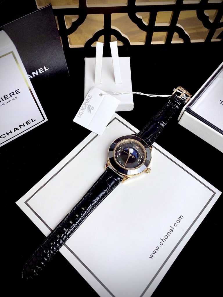 Đồng hồ Swarovski Octea Lux Moon nữ mặt đen Like Auth 38mm