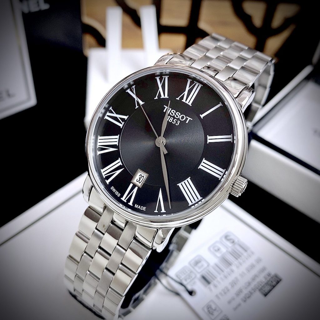 Đồng hồ Tissot Carson T122.410.11.053.00 nam mặt đen Fake giá rẻ 40mm
