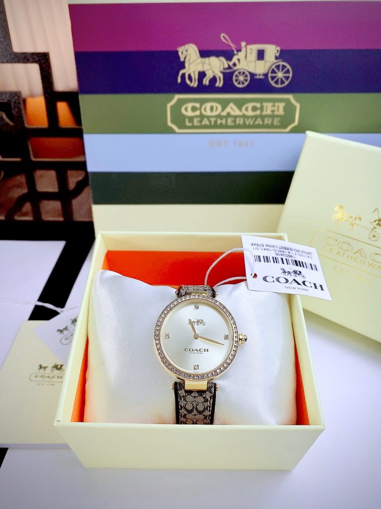 Đồng hồ nữ Coach Park Jacquard Signature dây da đính đá Like Auth 34mm