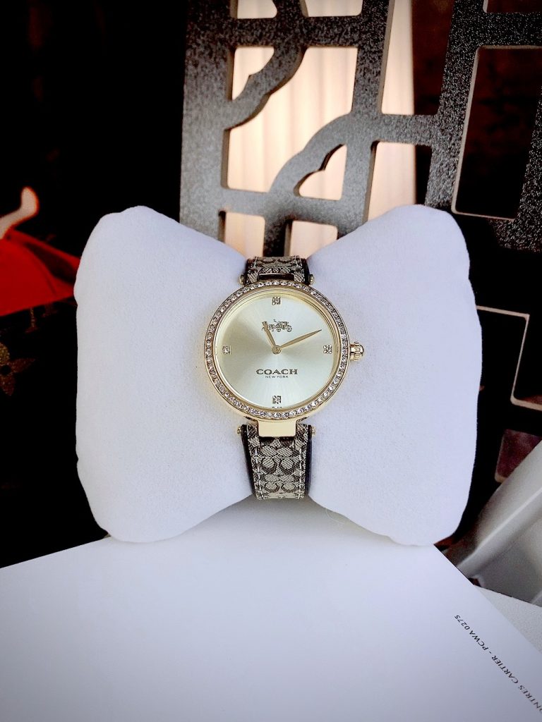 Đồng hồ nữ Coach Park Jacquard Signature dây da đính đá Like Auth 34mm