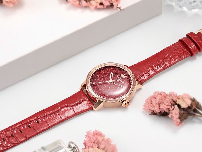 Đồng hồ nữ Swarovski Crystalline House 5295380 mặt màu đỏ Like auth 38mm