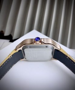 Đồng hồ Cartier Santos nam đính đá mặt vuông dây da 40mm (5)