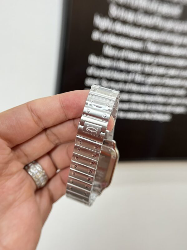 Đồng hồ Cartier Santos nữ Replica 11 màu trắng cọc số la mã 35 (2)
