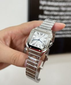 Đồng hồ Cartier Santos nữ Replica 11 màu trắng cọc số la mã 35 (2)