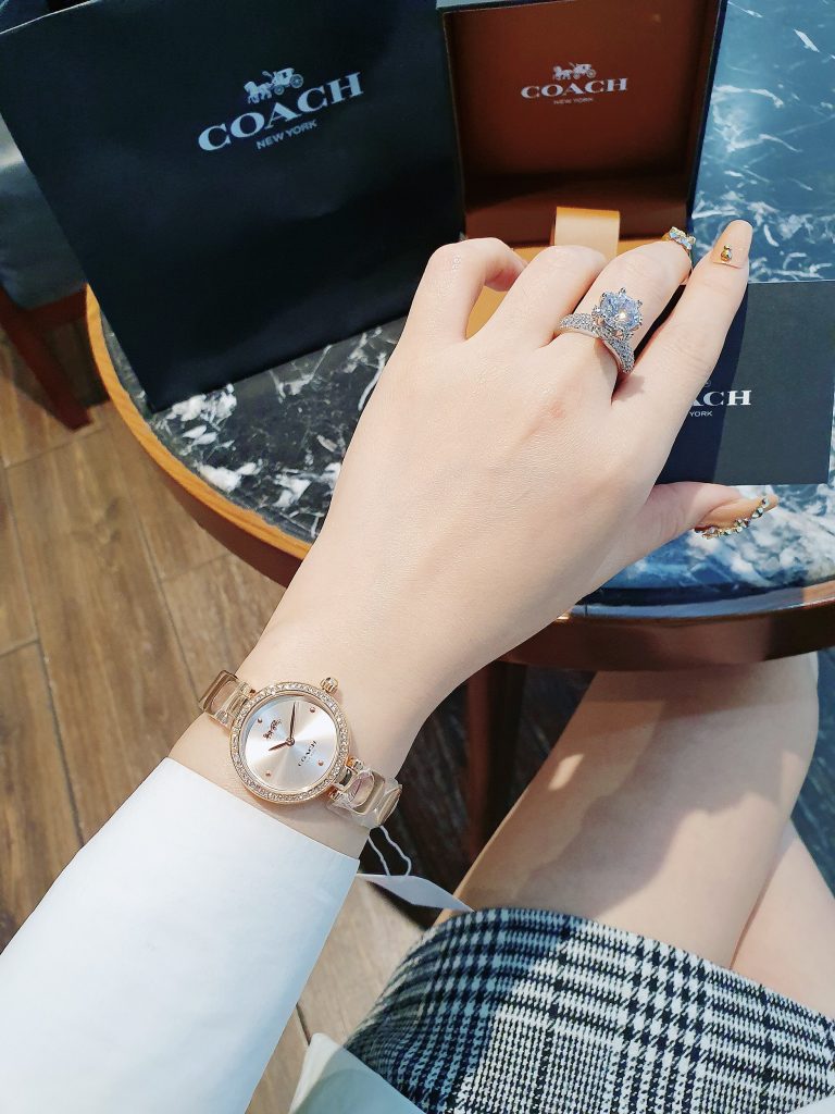 Đồng hồ Coach Part Signature nữ Rose Gold đính đá Like Auth 26mm