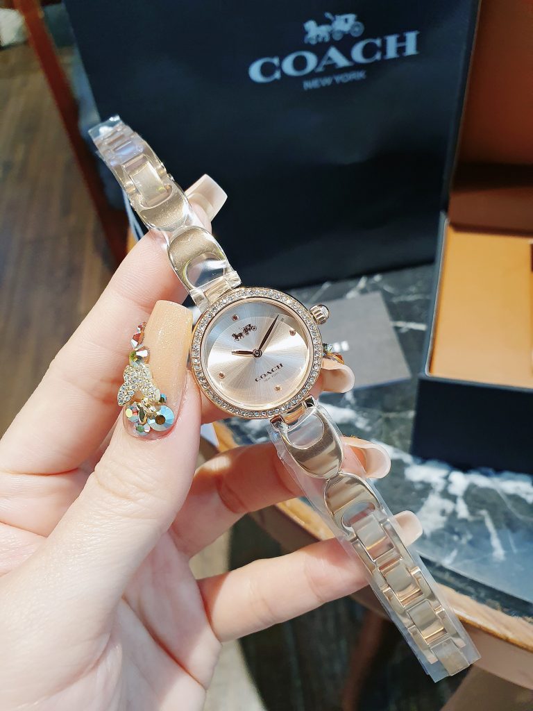Đồng hồ Coach Part Signature nữ Rose Gold đính đá Like Auth 26mm