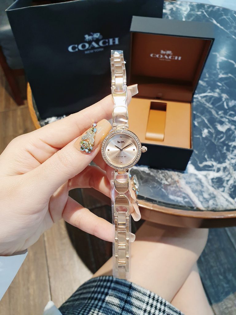 Đồng hồ Coach Part Signature nữ Rose Gold đính đá Like Auth 26mm