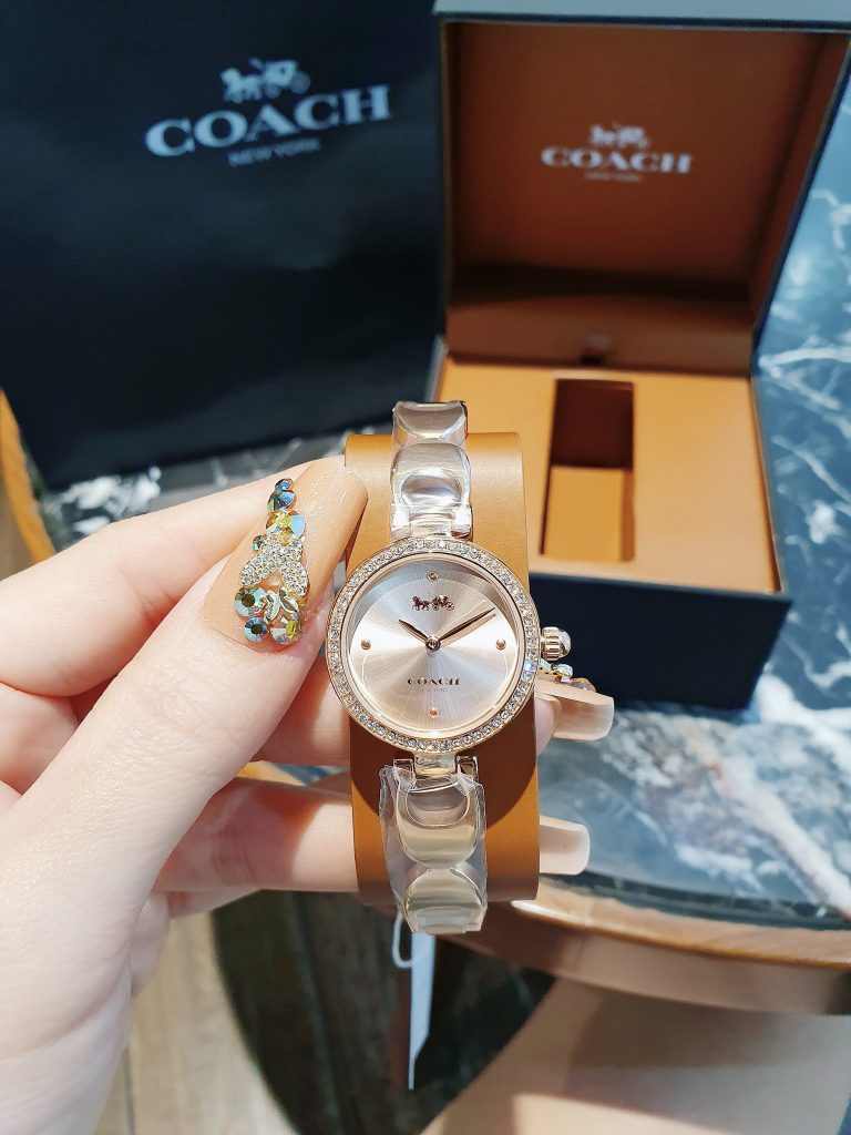 Đồng hồ Coach Part Signature nữ Rose Gold đính đá Like Auth 26mm