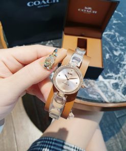 Đồng hồ Coach Part Signature nữ Rose Gold đính đá Like Auth 26mm