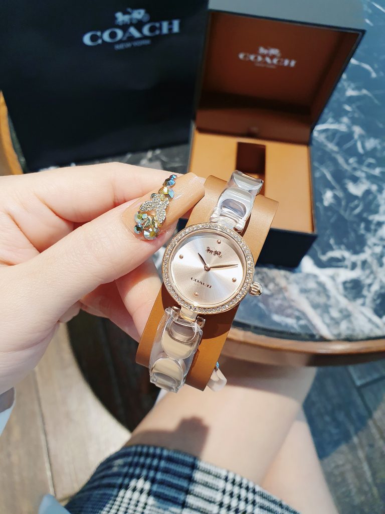 Đồng hồ Coach Part Signature nữ Rose Gold đính đá Like Auth 26mm
