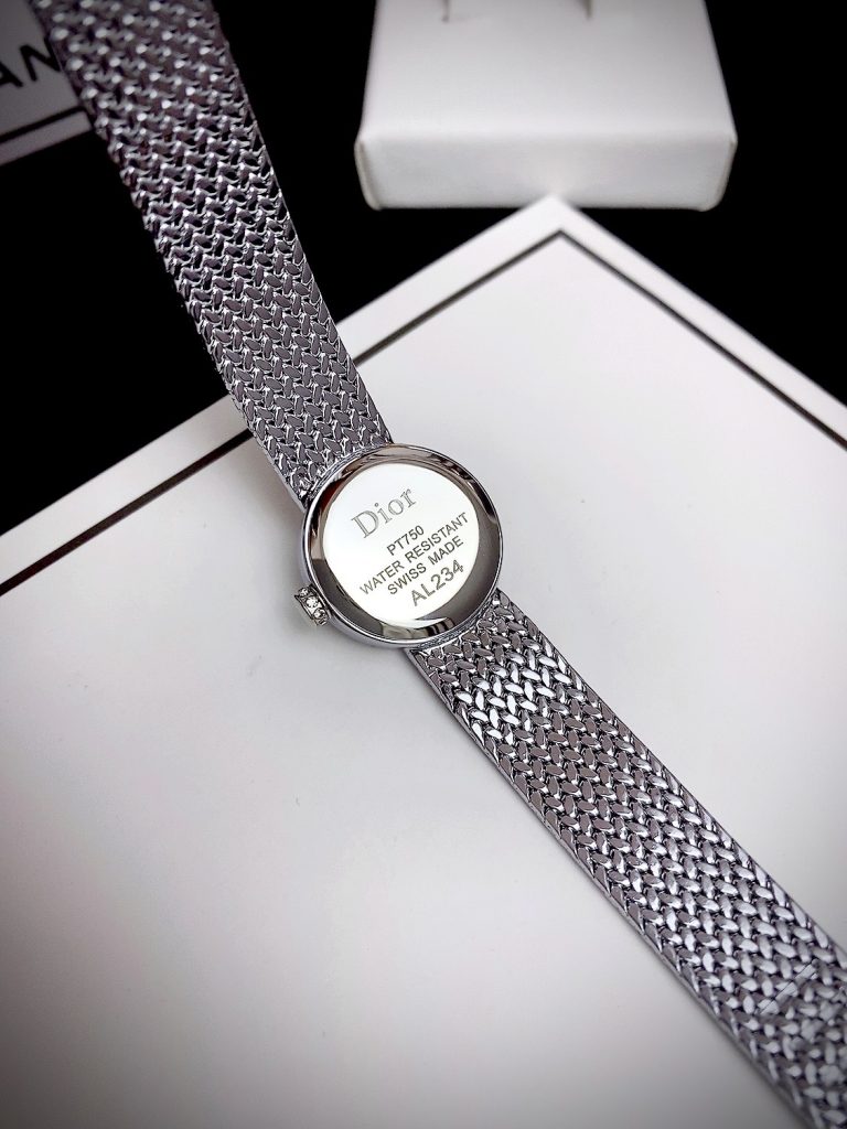 Đồng hồ Dior Satine nữ mặt hồng dây kim loại Like Auth 19mm