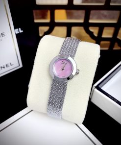 Đồng hồ Dior Satine nữ mặt hồng dây kim loại Like Auth 19mm