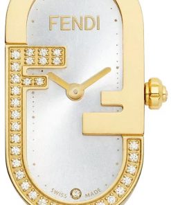 Đồng hồ Fendi Vertical nữ màu vàng Gold đính đá Like Auth 15x30mm