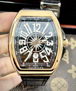 Đồng hồ Franck Muller V45 máy cơ Nhật màu đen vỏ vàng hồng