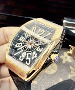 Đồng hồ Franck Muller V45 máy cơ Nhật màu đen vỏ vàng hồng