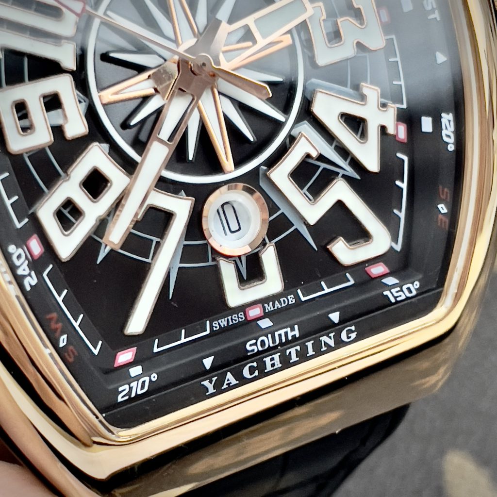 Đồng hồ Franck Muller V45 máy cơ Nhật màu đen vỏ vàng hồng