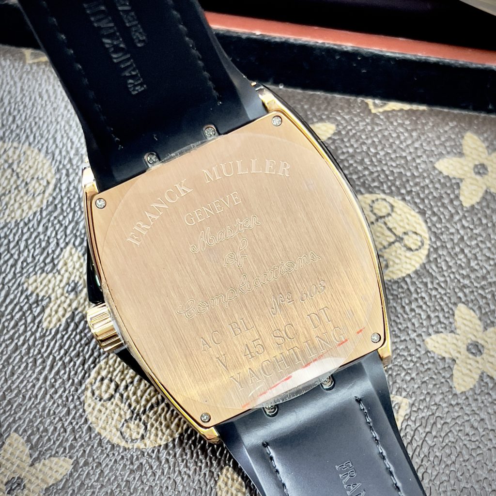 Đồng hồ Franck Muller V45 máy cơ Nhật màu đen vỏ vàng hồng