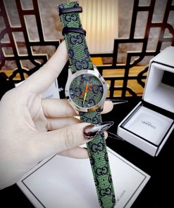 Đồng hồ Gucci G-Timeless nữ siêu cấp dây da màu xanh lá cây 38mm (1)