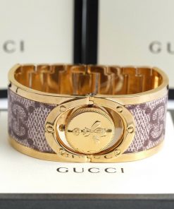 Đồng hồ Gucci nữ dạng lắc tay màu vàng sang trọng mặt nâu 23 (2)