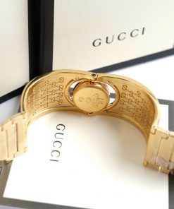 Đồng hồ Gucci nữ dạng lắc tay màu vàng sang trọng mặt nâu 23 (2)