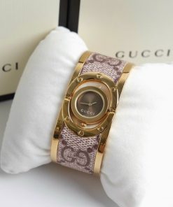 Đồng hồ Gucci nữ dạng lắc tay màu vàng sang trọng mặt nâu 23 (2)