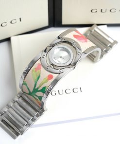 Đồng hồ Gucci nữ siêu cấp họa tiết hoa lá dạng lắc tay 23 (1)