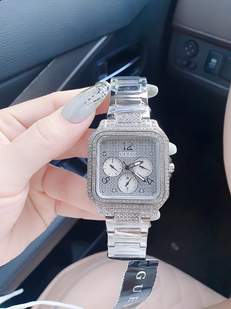 Đồng hồ Guess Integrity nữ mặt vuông đính đá GW0472L1 Like Auth 35mm