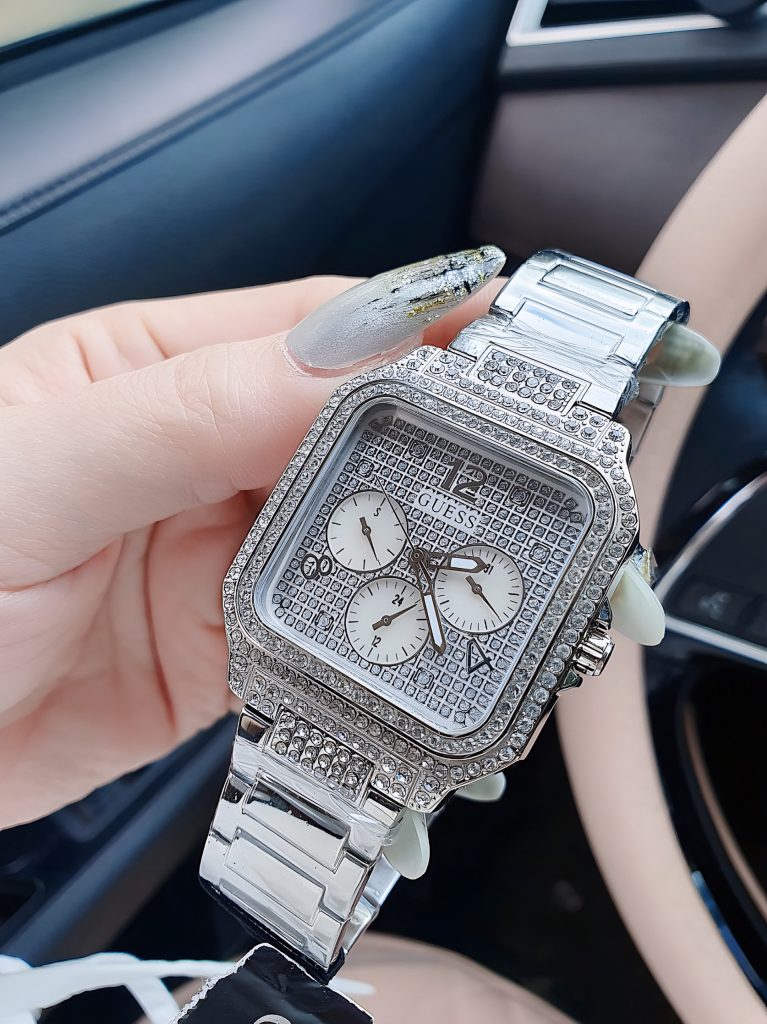 Đồng hồ Guess Integrity nữ mặt vuông đính đá GW0472L1 Like Auth 35mm