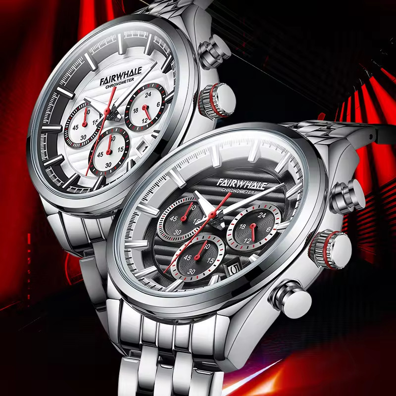 Đồng hồ Mark Fairwhale 5720 nam mặt số 6 kim chính hãng 44mm (1)