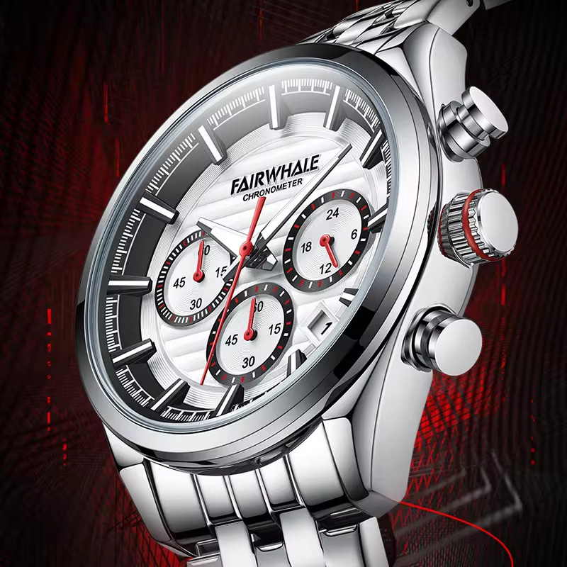 Đồng hồ Mark Fairwhale 5720 nam mặt số 6 kim chính hãng 44mm (1)