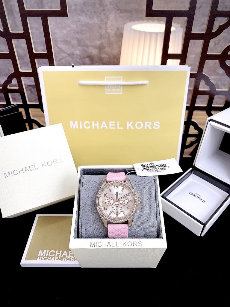 Đồng hồ Michael Kors Mini Pilot Pave Mk7375 nữ màu hồng Like Auth 36mm