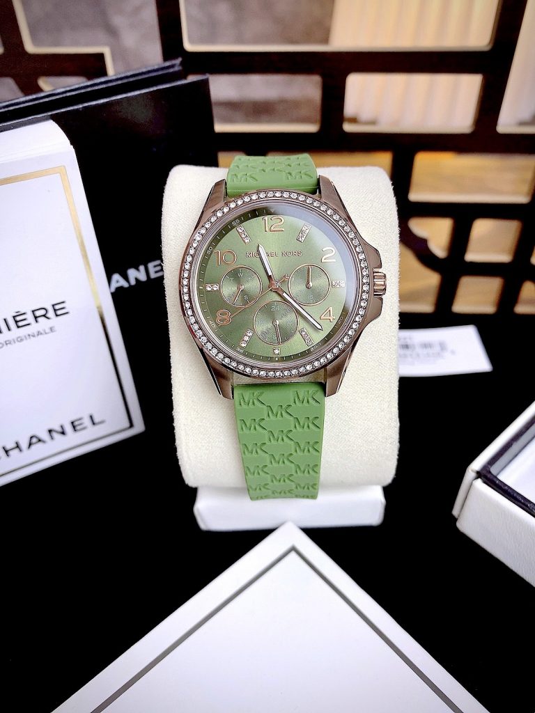 Đồng hồ Michael Kors Mini Pilot Pave nữ màu xanh Mk7421 Like Auth 36mm