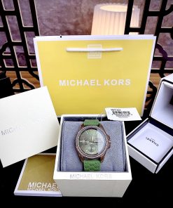 Đồng hồ Michael Kors Mini Pilot Pave nữ màu xanh Mk7421 Like Auth 36mm