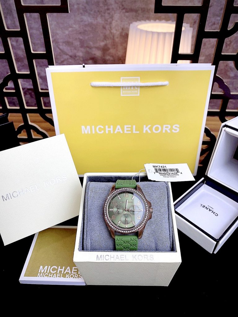 Đồng hồ Michael Kors Mini Pilot Pave nữ màu xanh Mk7421 Like Auth 36mm