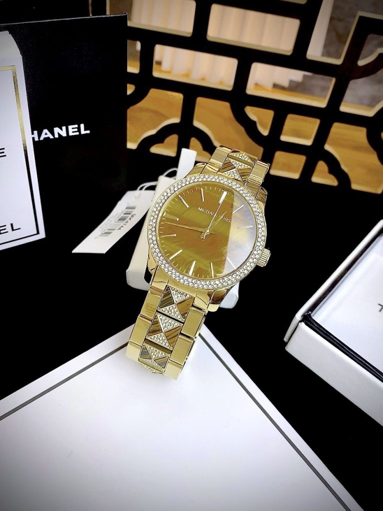 Đồng hồ Michael Kors Runway Three-Hand Gold nữ Mk7389 Like Auth 38mm